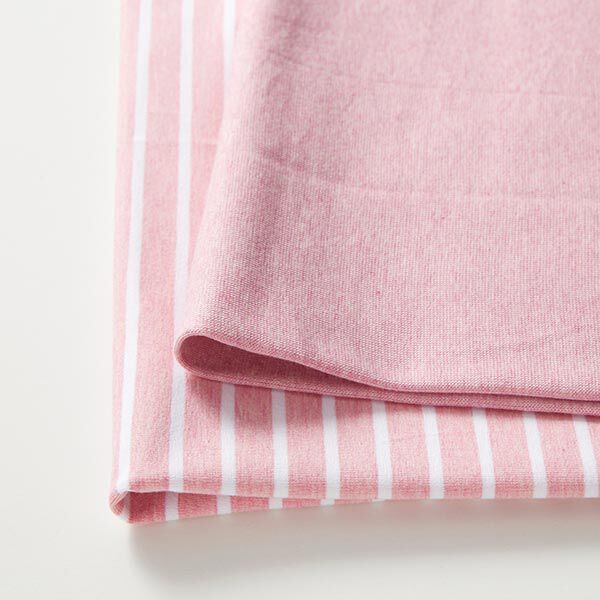 GOTS Bomullsjersey remsa | Albstoffe – rosa/vit, image number 6