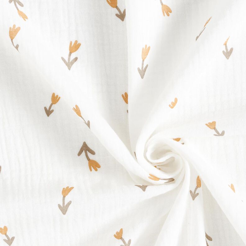 Muslin/Dubbel-krinkelväv småblommor – elfenbensvit, image number 3