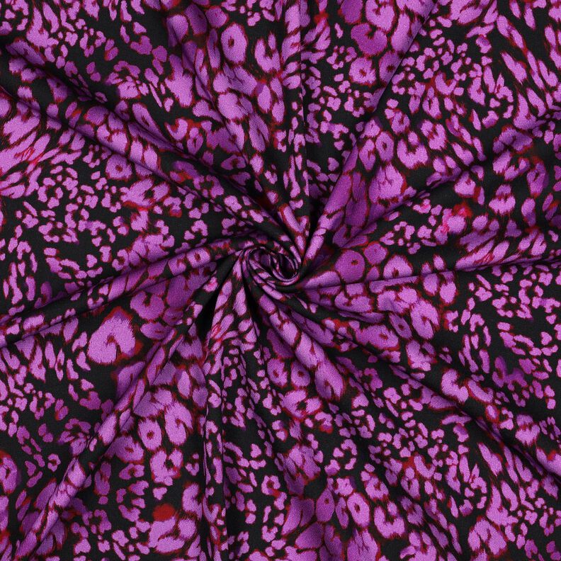 Viskosstretch leopardtryck digitaltryck – svart/rödlila,  image number 3