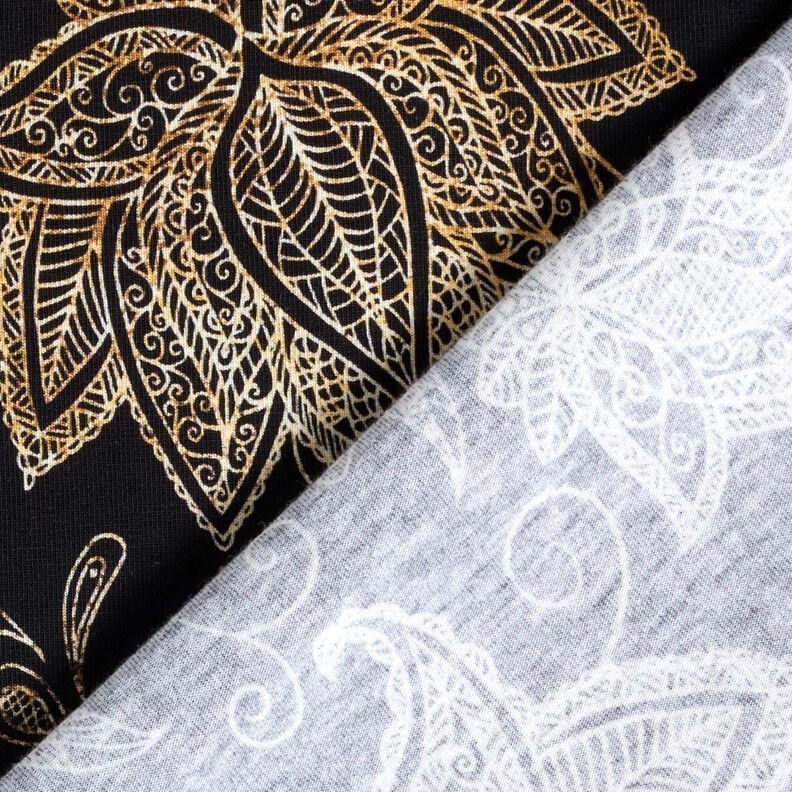 Bomullsjersey gyllene mandalablommor | Glitzerpüppi – svart/guld,  image number 4