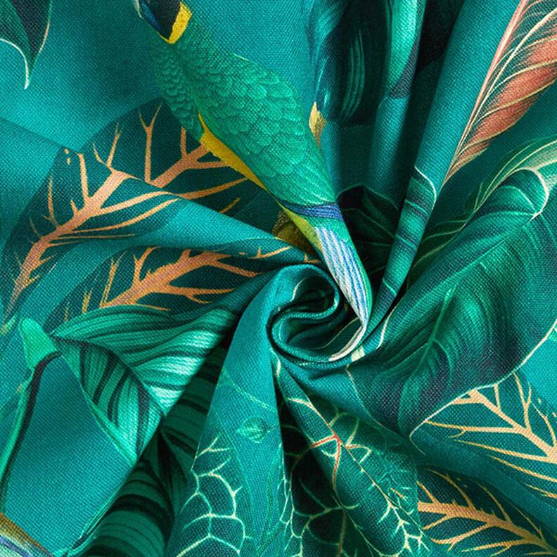 Dekorationstyg Canvas Paradisfåglar – mörkgrön,  image number 3