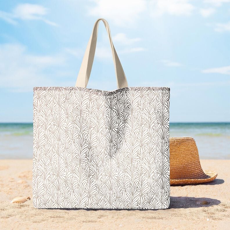 Behandlad bomull abstrakta palmblad &ndash; mullvad/elfenbensvit,  image number 5