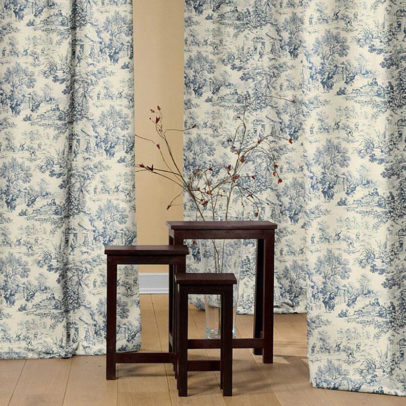 Toile de Jouy – stålblått,  image number 4