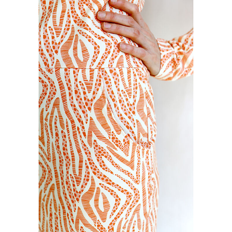 GOTS French Terry Sommarsweat Zebra | Tula – ljusbeige/brandgul,  image number 12