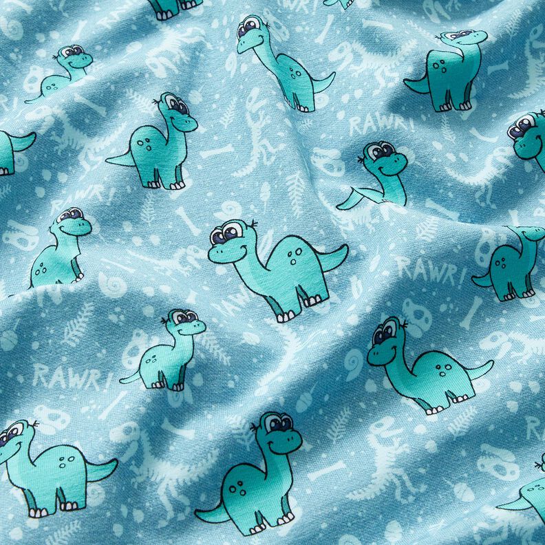 Bomullsjersey Dinosaurier och fossiler | Glitzerpüppi – ljusblått/pepparmynta,  image number 2