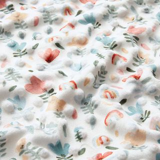 Mysfleece präglade prickar och blommor – vit, 