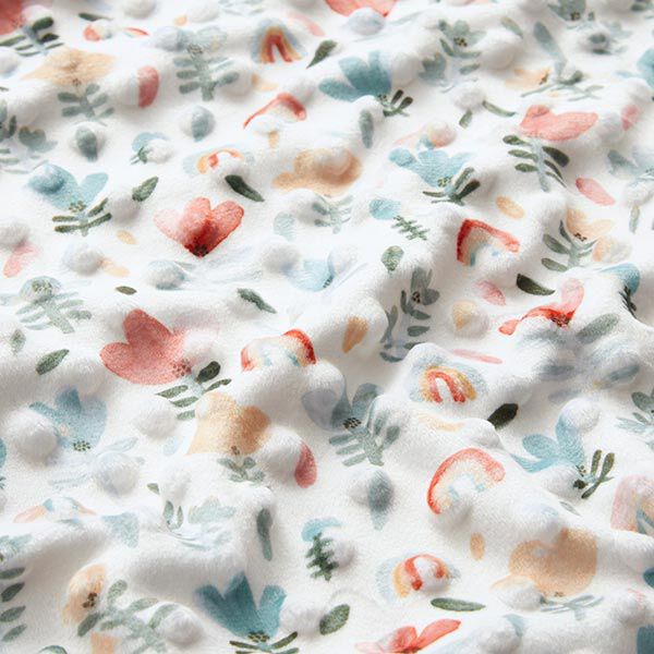 Mysfleece präglade prickar och blommor – vit, image number 2