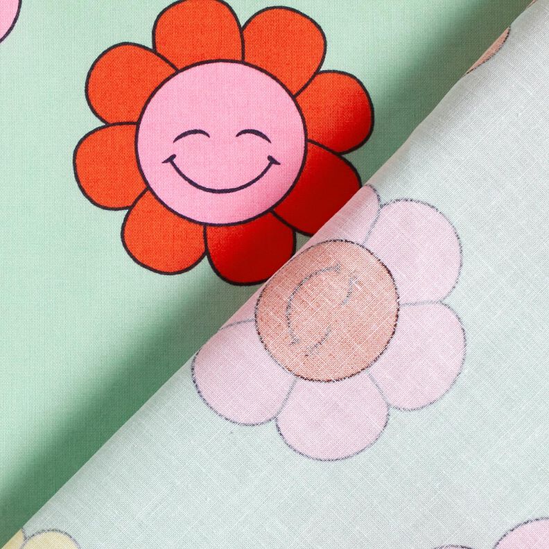 Behandlad bomull Glada blommor | Poppy Fabrics – mint/citrongul,  image number 5