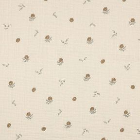 GOTS Muslin/Dubbel-krinkelväv Romantiska blommor  | Poppy Fabrics – ljusbeige/kanel, 
