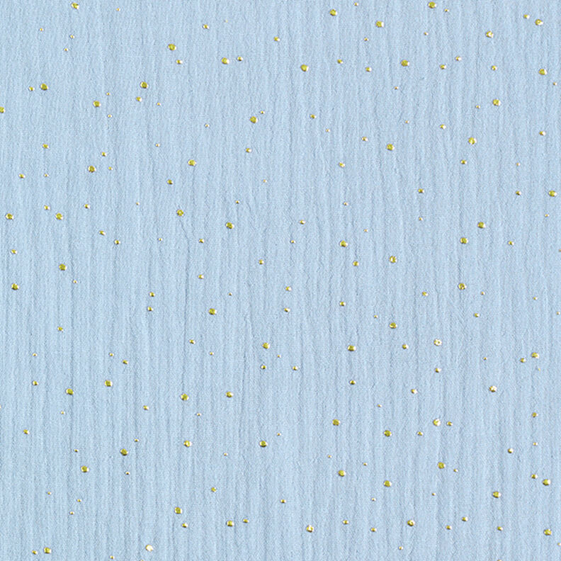Bomull Muslin Spridda guldfläckar – ljusblått/guld,  image number 1
