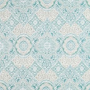 Dekorationstyg Jacquard eleganta kakelplattor &ndash; ljus petrol/ljusbeige, 