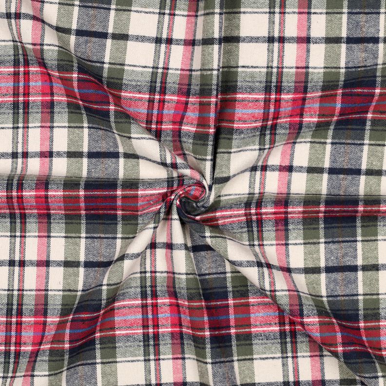 Bomullsflanell Rutigt | Poppy Fabrics – oliv/rött,  image number 3