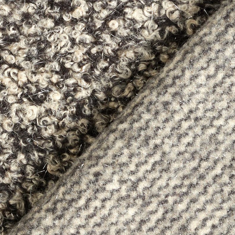 Stickad Bouclé Glittertrådar melerade – cashew/svart, image number 4
