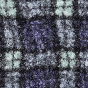 Stickad Bouclé Check – lila/ljus mint, 