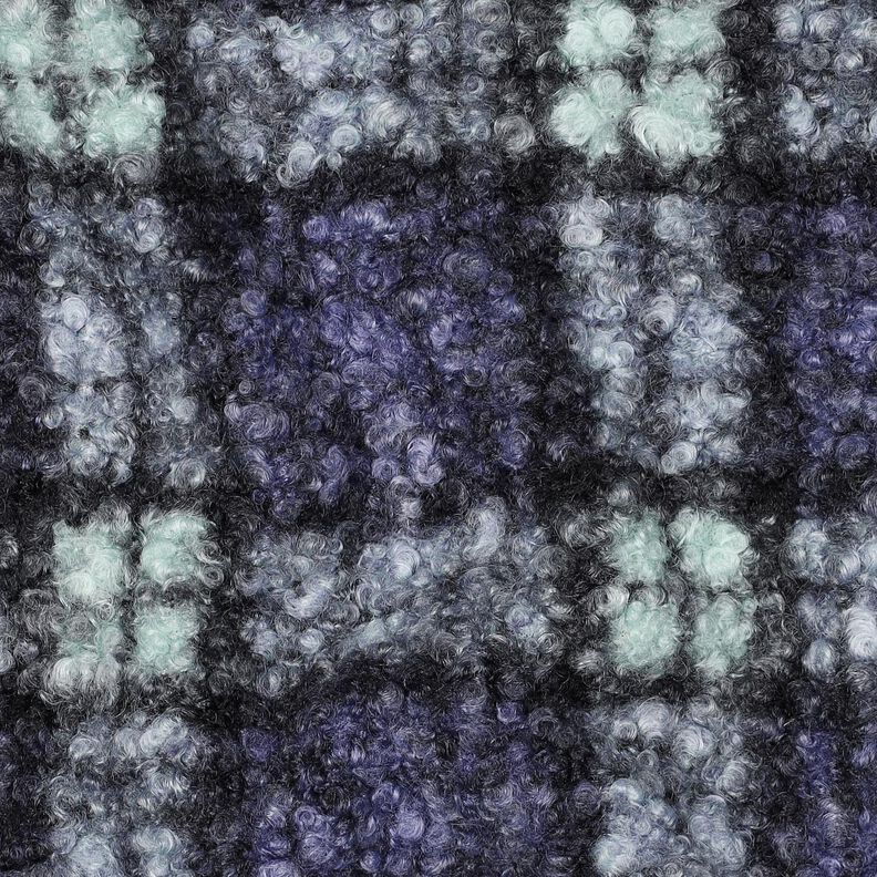 Stickad Bouclé Check – lila/ljus mint, image number 2