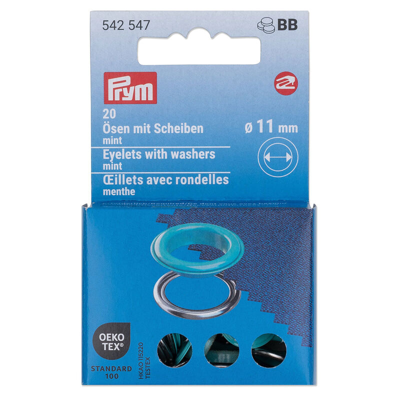 Öljetter med brickor [20 stycken | Ø 11 mm] | Prym – mint/silvermetallic,  image number 1