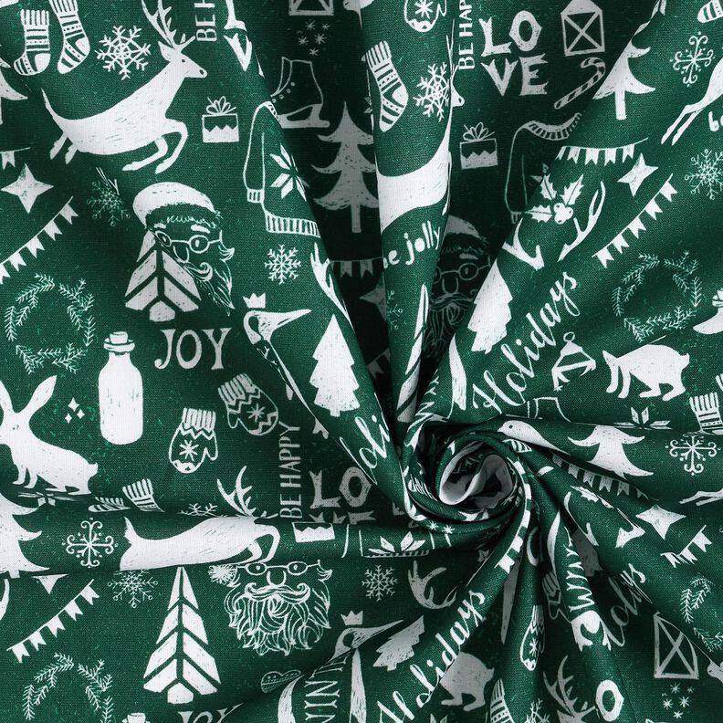 Bomullstyg Kretong Trevlig helg – blågran/vit,  image number 3