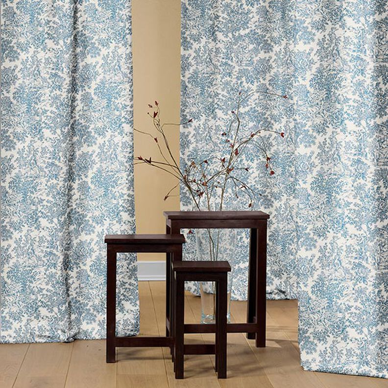Dekorationstyg Canvas Toile de Jouy 280 cm – blå,  image number 7