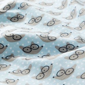 Bomullsjersey Räv med glasögon – babyblått, 