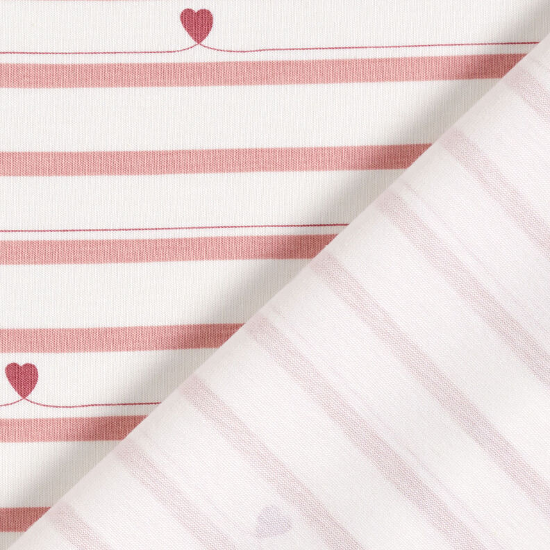 Bomullsjersey ränder och hjärtan – yllevit/gammalt rosa,  image number 4
