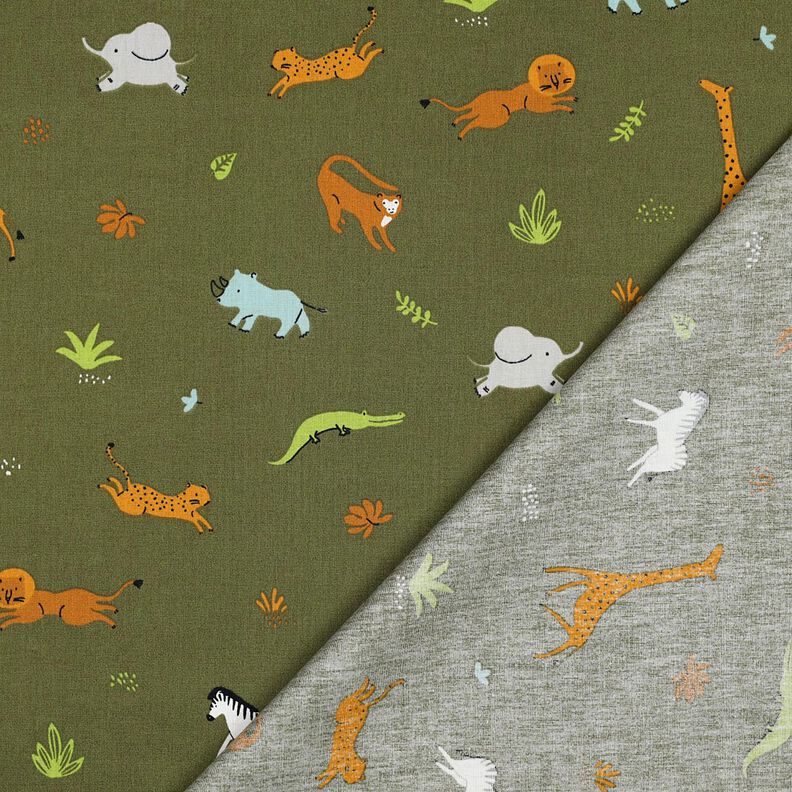 GOTS Bomullspoplin stäppdjur | Poppy Fabrics – mörk-oliv, image number 4