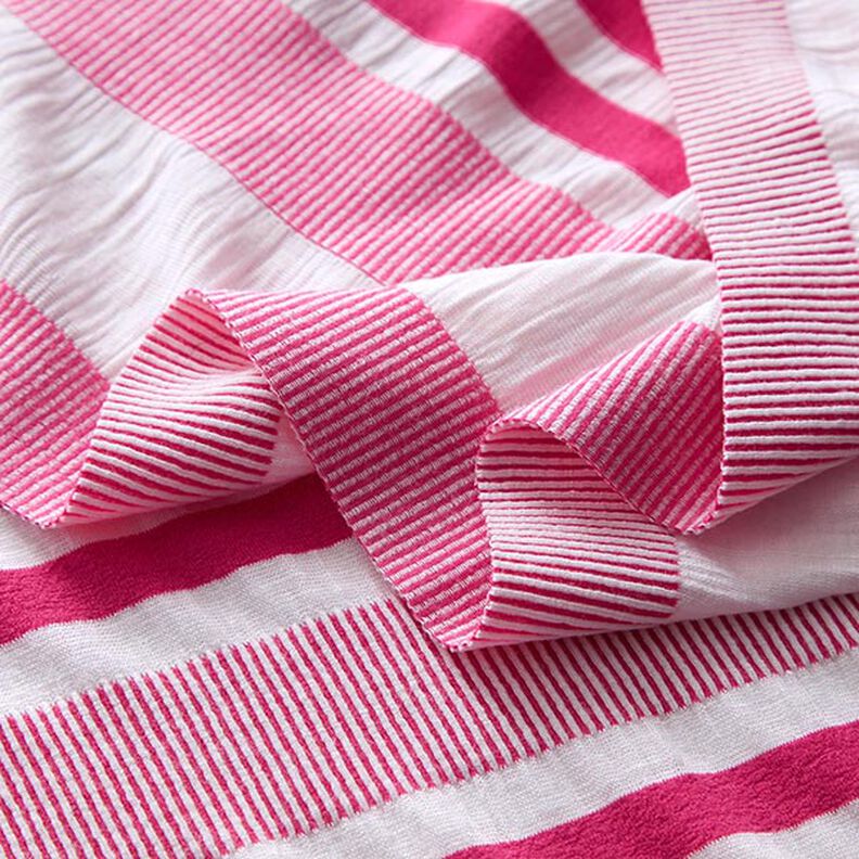 Viskosjersey krinklad – vit/pink,  image number 3