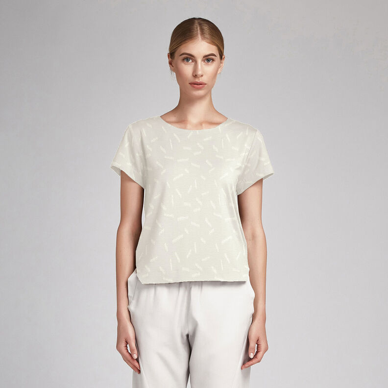 Jacquard dobby ränder – yllevit, image number 6