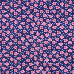 Bomullspoplin Sommarblommor | Poppy Fabrics – rosa/indigo, 
